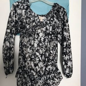 Michael Kors Black n white Floral Blouse. Size L